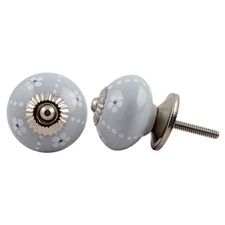 Light Grey Tiny Flower Knob